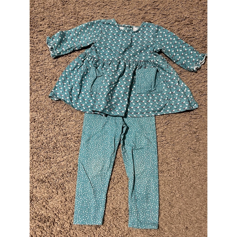 Marmellata Outfit Size 3t Teal With Birds